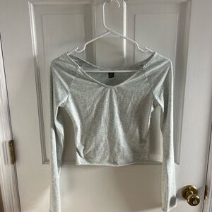 SHEIN Light Gray Long Sleeve Top